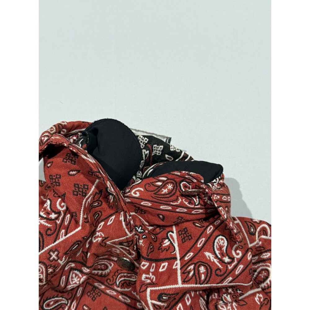 New Identity Women's L. Red Paisley Bandana Print Button Front Short Jacket - Picture 9 of 9